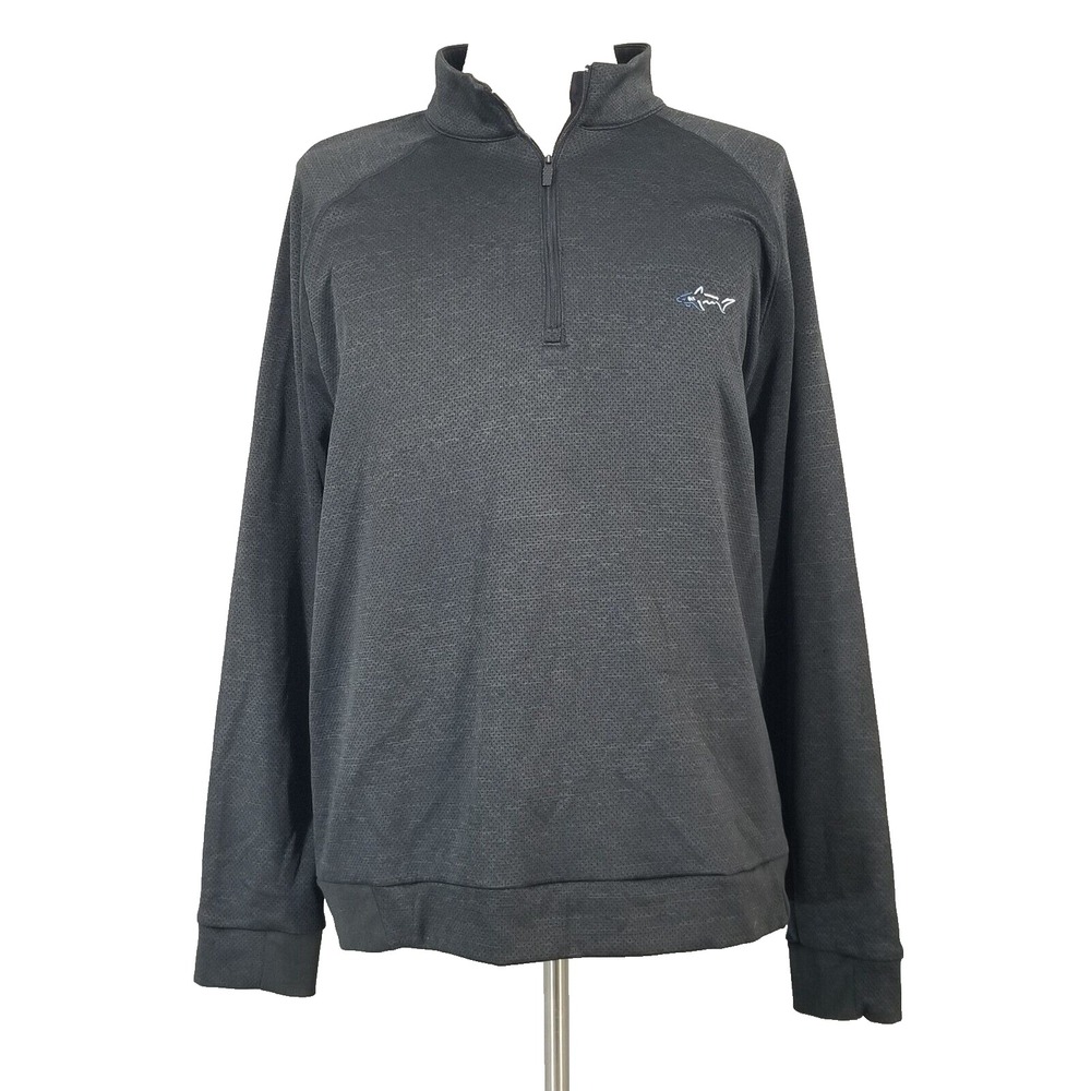 Greg Norman golf sweater men's XL extra large 1/4 zip black fleece pullover